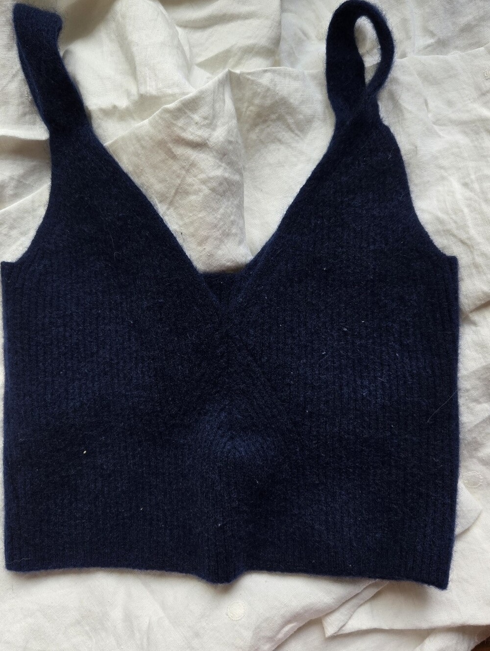 J Crew Cashmere Crop Top S Navy Good used condition, soft.